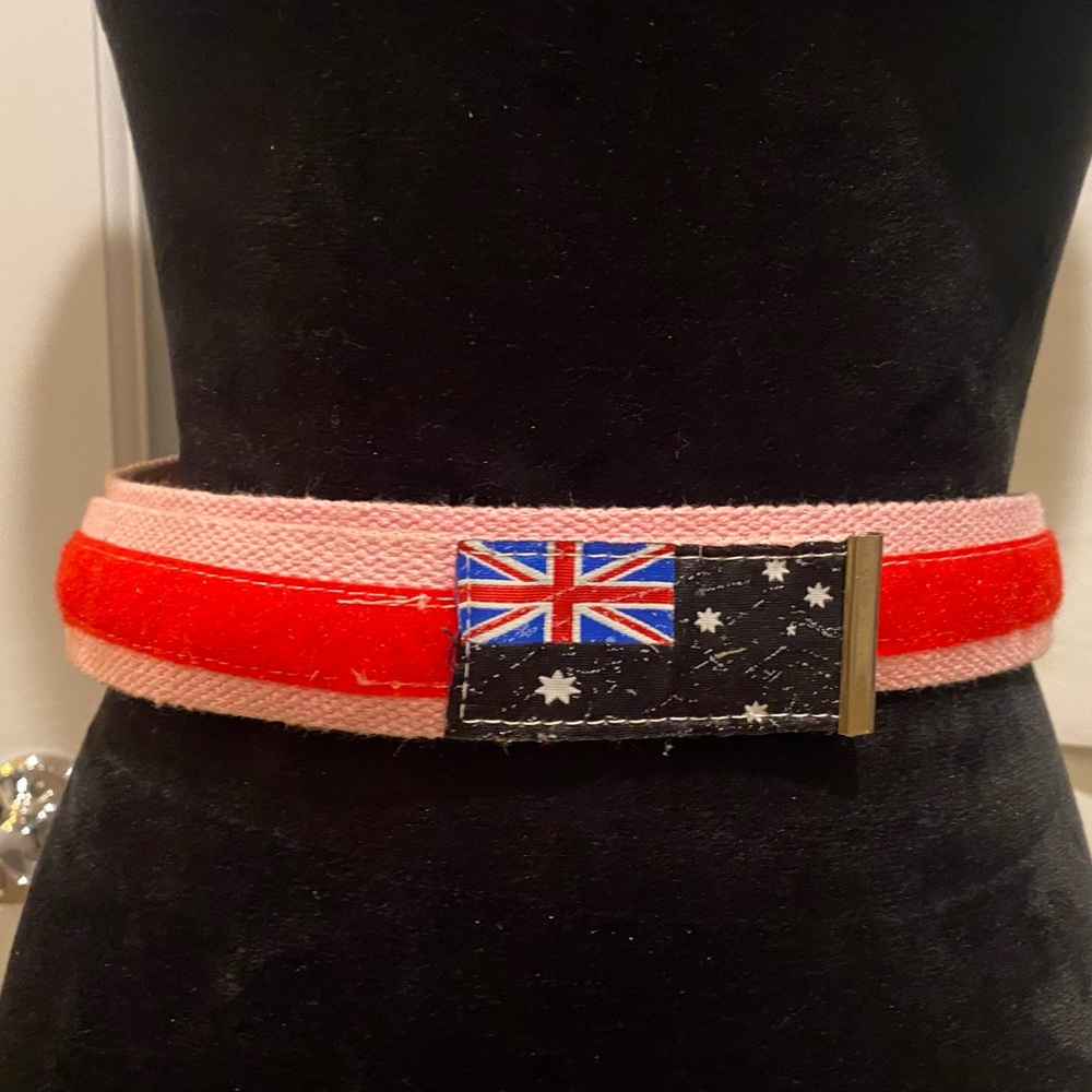 Pink Canvas Belt with Australian Flag Patch unisex 43” L